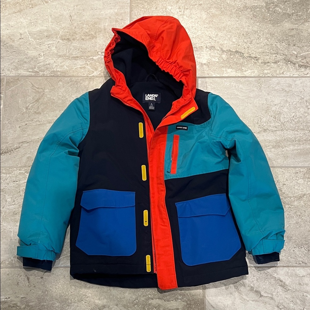Lands' End Kids Colorblock Jacket - Red, Blue, Teal, Black